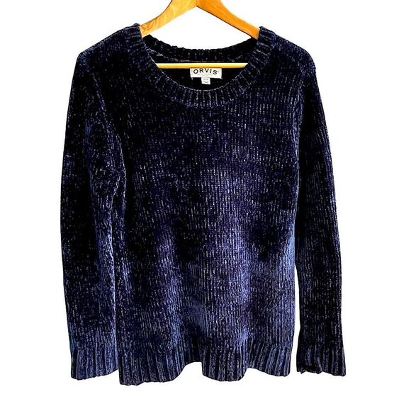 Orvis Navy Blue Chenille Crewneck Sweater Size S New without tags - Picture 1 of 11